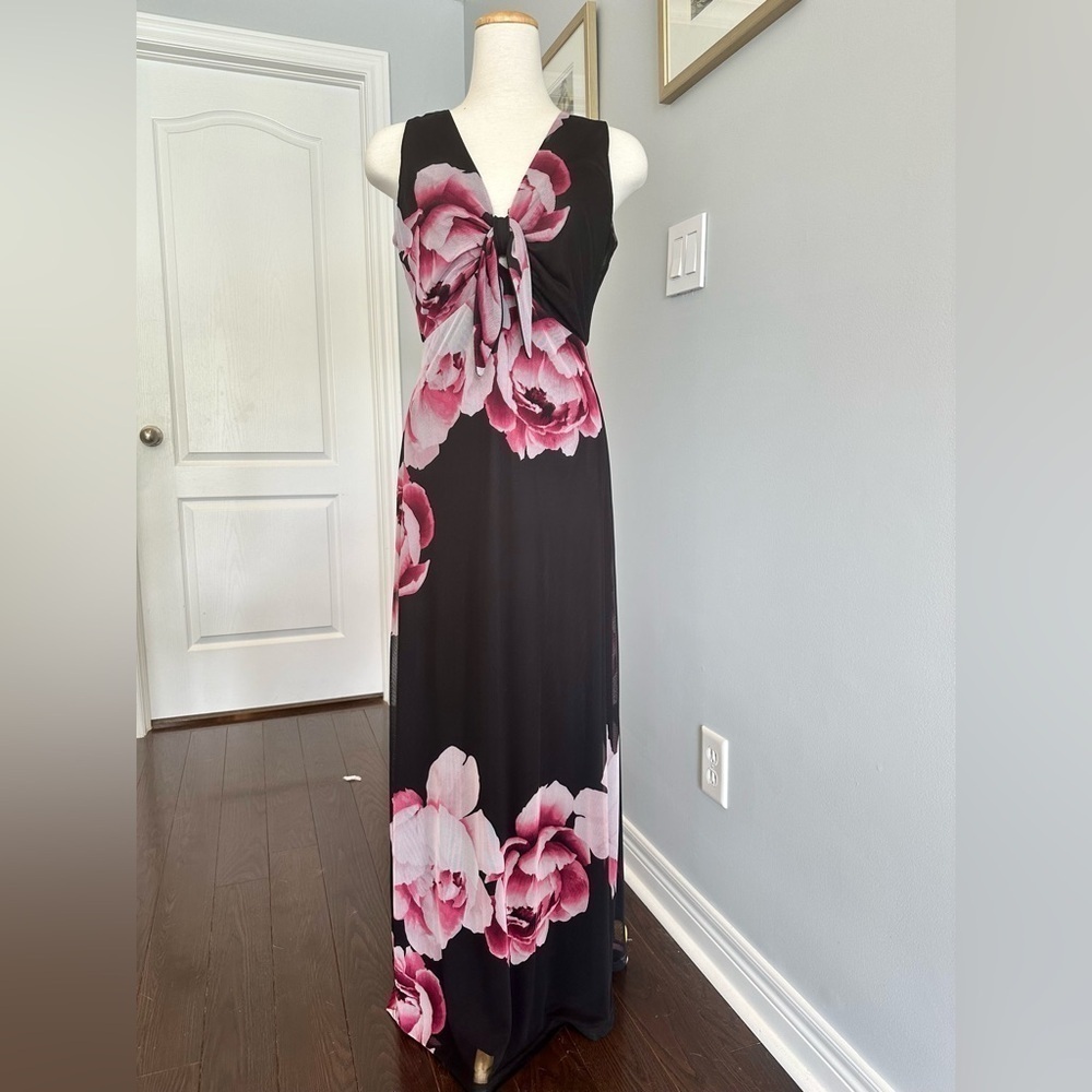 Laura Black Floral Mesh Maxi Dress